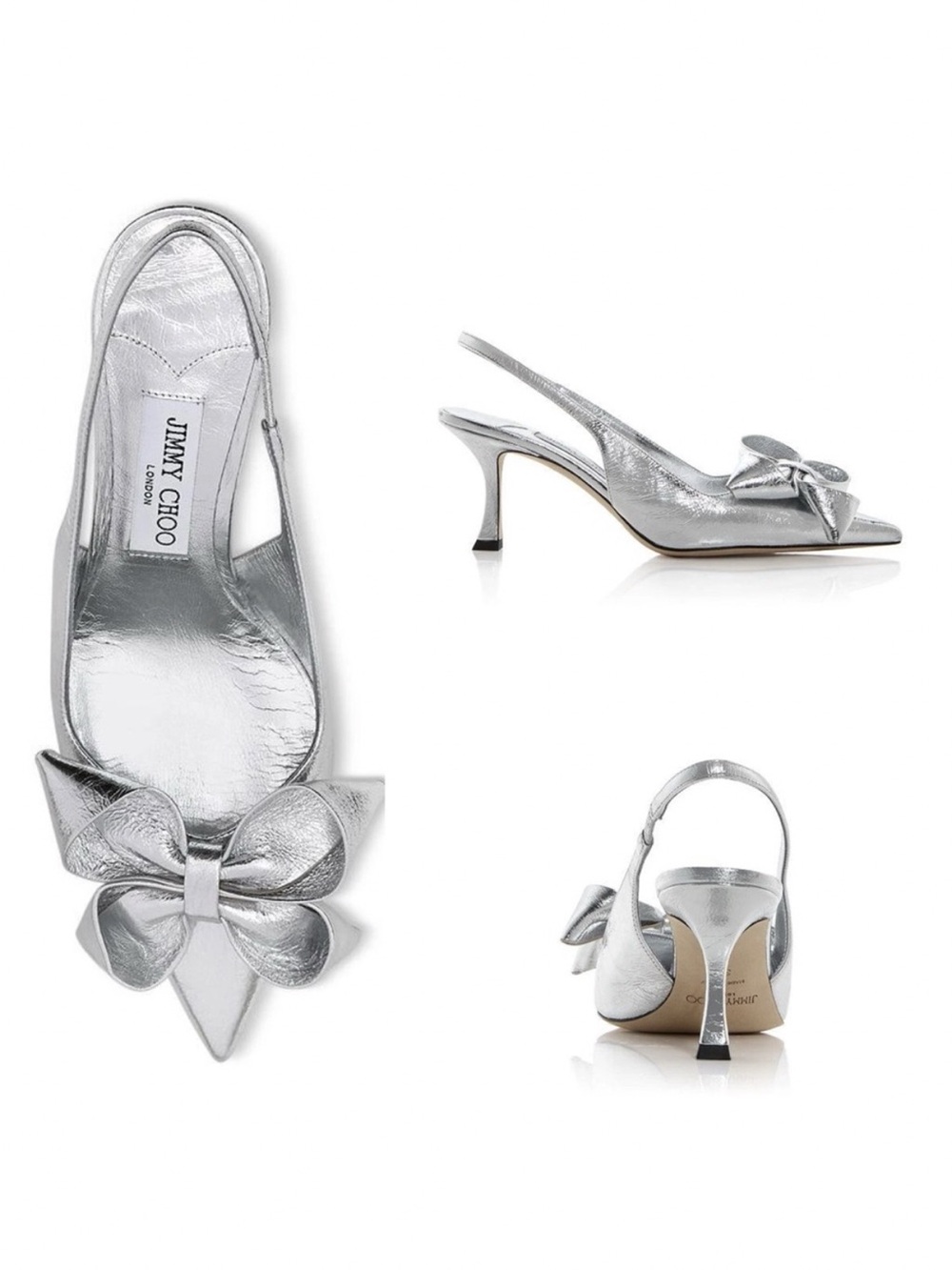 New Jimmy Choo Staz 70 Bow Slingback Pumps 35.5 $995